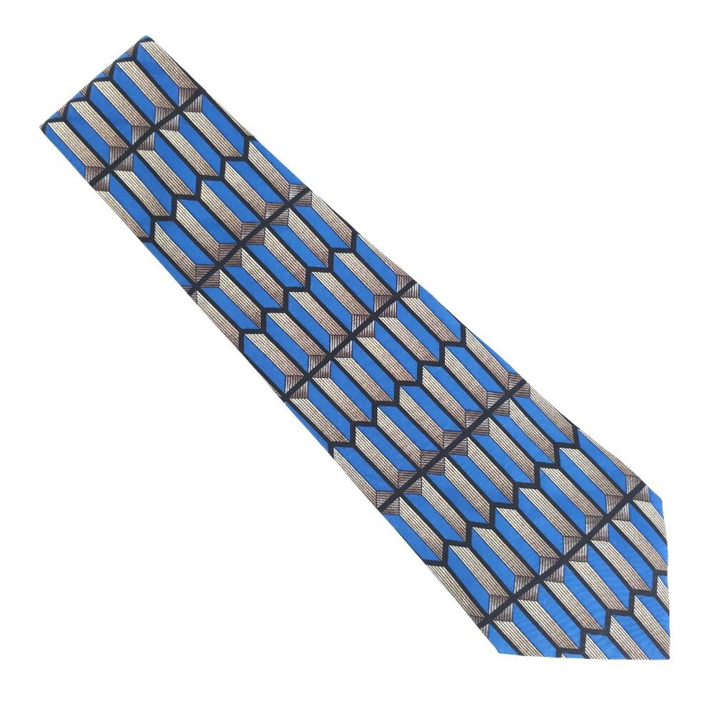 Adolfo Men Necktie Geometric Color Blue Gray Black Size 56x4 - NWOT - USA